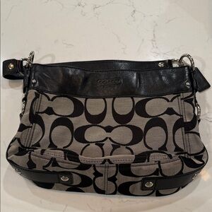 Coach Black and Gray Patterned Shoulder Bag